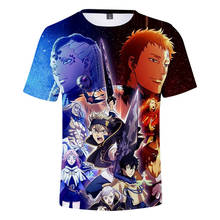 Camiseta estampa trevo preto anime, camisa de manga curta com estampa 3d para homens e mulheres 2024 - compre barato