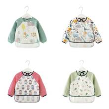 Waterproof Baby Kid Apron Toddler Cartoon Long Sleeve Art Feeding Bib Burp Cloth 2024 - buy cheap