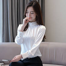 Womens Tops and Blouses Silk Blouse White Women Long Sleeve Shirts Satin Blusas Femininas Elegante 2024 - buy cheap