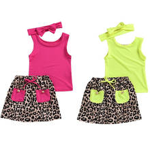 Conjunto de roupas infantis menina 1-6 anos romper com camiseta e saia, conjunto com 3 peças 2024 - compre barato