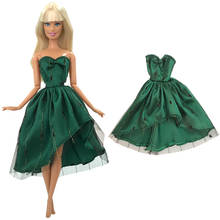 Nk 1 peça vestido de boneca verde sem alças, saia com renda roupa de sexo acessórios casuais para barbie boneca brinquedo infantil dz 2024 - compre barato