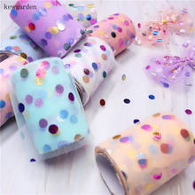 Kewgarden DIY Hair Bowknot Accessories Handmade Tape Color Dots Chiffon Organza Ribbon 7cm 13cm Packing Wedding Riband 10 Yards 2024 - buy cheap