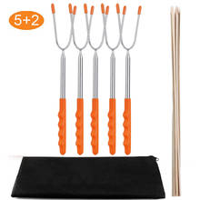 5PCS/Lot Marshmallow Roasting Sticks Skewers Hot Dog Telescoping Rotating Forks Extra Long 45 Inch Stainless BBQ Barbecue Forks 2024 - buy cheap