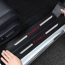 4pcs Car Door Sill Plate Pedal Cover Trim Car Carbon Fiber Car Door Interior Sticker For TESLA MODEL 3 MODEL X S Accessories 2024 - buy cheap