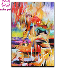 Mosaico bordado água broca abstrata artístico mulher 5d pintura diamante broca completa diy decoração sem moldura pintura ponto cruzado arte 2024 - compre barato