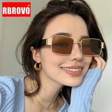 Солнцезащитные очки RBROVO в ретро-стиле для мужчин и женщин, зеркальные, прямоугольной формы, роскошные брендовые, 2021 2024 - купить недорого
