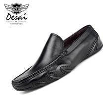 Handmade Autumn New Genuine Leather Shoes Men Casual Retro Soft Sole Peas Shoes Korean Fashion Trend Men's Driving Loafer Shoes 2024 - buy cheap