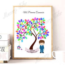 Personalized Kids First Holy Communion Guestbook Custom Theme Name Date Fingerprint DIY Canvas For Boys Girls Primera Comunión 2024 - buy cheap