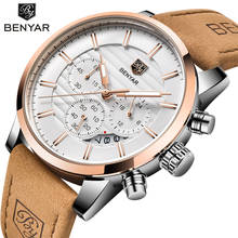 BENYAR-reloj deportivo de lujo para hombres, cronógrafo de cuarzo, resistente al agua, color marrón y dorado, marca superior, 2019 2024 - compra barato