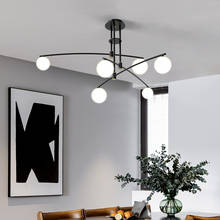 Lustre preto moderno, iluminação minimalista, bola de vidro, led, réplica de lâmpada, designer, casa, sala de jantar, estilo do país, lâmpada 2024 - compre barato