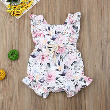 2020 Infant Newborn Baby Girls Clothes Sleeveless Flowers Print Ruffle Romper Jumpsuit One-Piece Outfit Sunsuit Clothes 0-18M 2024 - buy cheap