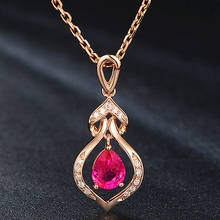 Vintage royal 14k rose gold color red crystal ruby gemstones diamonds pendant necklaces for women jewelry bijoux choker party 2024 - buy cheap