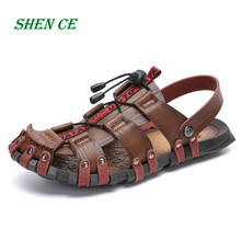 SHEN CE New Casual Men Soft Sandals Comfortable Men Summer Leather Sandals Men Roman Summer Outdoor Beach Sandals Big Size 38-47 2024 - buy cheap