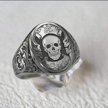 Punk rock criativo padrão de flor esqueleto biker anel hip hop jóias presentes de festa anel de jóias 2024 - compre barato