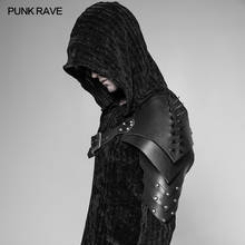 PUNKRAVE Mens's Punk Rock Armor Heavy Metal Punk Thick PU Leather Retro Cone Nail Cosplay Stage Performance Shoulder Accessories 2024 - buy cheap