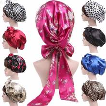 Satin Women Print Hijab Chemo Hat Turban Head Scarves Hair Loss Headwear Bandana Band Bow Scarf Cancer Caps Beanie Cover Fashion 2024 - buy cheap