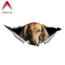Aliauto Pet Dog Car Sticker 3D Red Long-haired Dachshund Torn Metal Automobiles & Motorcycles Accessories PVC Decal,13cm*5.5cm 2024 - buy cheap