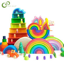 Baby Large Rainbow Stacker Wooden Toys For Kids Creative Rainbow Building Blocks Montessori Educational Toy Children GYH 2024 - buy cheap