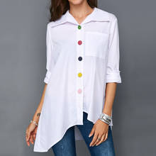 Solid White Shirt Female Casual Plus Size Anomalistic Fashion Woman Blouses 2019 Colorful Button Long Sleeve Women Tunic Autumn 2024 - buy cheap