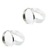 3x 2 Pcs Silver Color Adjustable Ring DIY Blank Findings Settings Oval 18mm Jewelry Making 2024 - buy cheap