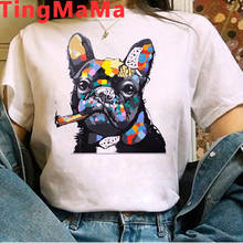 Kawaii French Bulldog T Shirt Women Funny Summer Tops 90s Cartoon T-shirt Femme Harajuku Pit Bull Graphic Tees Unisex Female 2024 - buy cheap