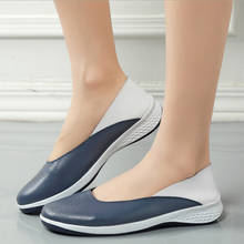 Zapatos planos de cuero para mujer, mocasines cómodos, de plataforma plana, sin cordones, color negro 2024 - compra barato