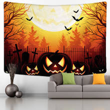 Scary Pumpkin Halloween Wall Hanging Tapestry Halloween Party Wall Cloth Tapestries Psychedelic Tapiz Witchcraft Tapestry 2024 - buy cheap