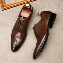 Zapatos Oxford de Punta puntiaguda hechos a mano para hombre, calzado Formal de negocios, Piel De Becerro genuino, clásico, para boda, marrón y negro 2024 - compra barato