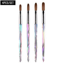 Acrylic Nail Brush Kolinsky Sable Gel Builder Manicure Drawing Nail Art Brush Set 4pcs Size 8 10 12 14 Professional Painting Pen 2024 - купить недорого