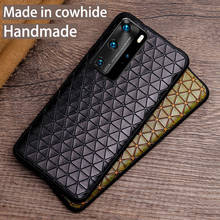 Funda de cuero genuino para teléfono Huawei Mate 30 20 20X 10 9 P20 P30 P40 Lite P Smatr Pro P10 Plus, funda triangular de cuero de vaca Natural 2024 - compra barato