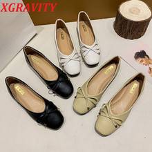 Xgravity 2021 primavera outono sapatos borboleta-nó sapatos planos elegante e confortável senhora moda strass feminino macio mocassins feminino 2024 - compre barato