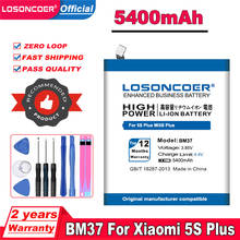 LOSONCOER 5400mAh BM37 Battery For original Xiaomi Mi 5S Plus Mi5s Plus Battery in stock 2024 - buy cheap