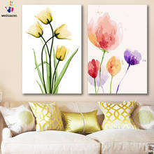 DIY fotos por números de corantes com cores Tulipa aquarela ilustração imagem desenho pintura por números Casa emoldurado 2024 - compre barato