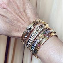 Pulseira cor dourada cz bracelete para mulheres micro pave arco-íris cz colorido joias de moda 2024 - compre barato