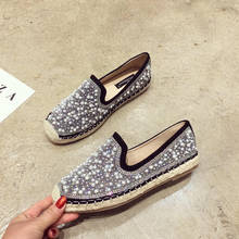 Luxury Bling Crystal beads fisherman flats woman ballerina round toe loafers moccasins paillette pearl sneakers women shoes 2021 2024 - buy cheap