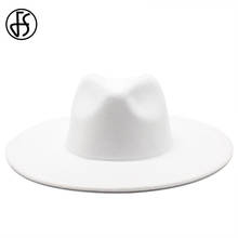 Chapéus de feltro fs 9.5cm, chapéus de feltro de lã estilo panamá de aba larga para inverno, chapéu de vaqueiro masculino 2024 - compre barato
