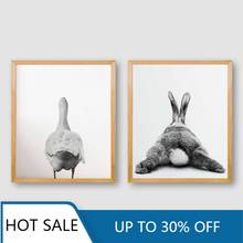 Rabbit Tail Prints Farmhouse Nursery Wall Art Canvas Painting Posters Animal Goose Bunny Butt Funny Bathroom Decor Wall Pictures 2024 - buy cheap