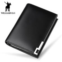 WILLIAMPOLO boutique men's wallet Men's Genuine leather purse driver license 14 card short zipper business men's card package 2024 - buy cheap