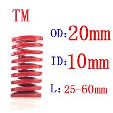 Molde de compressão de carga média espiral vermelha, molde de estampagem por compressão, diâmetro externo de mola, 20mm, diâmetro interno, 10mm, comprimento 20-60mm, 1 peça 2024 - compre barato