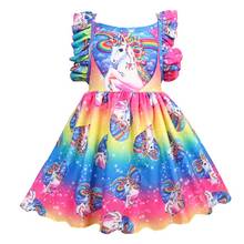 Vestido de unicórnio para meninas, vestidos de verão para festa de aniversário, traje para presente, princesa, vestido de criança 2-8 anos, roupas para crianças 2024 - compre barato