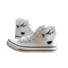 Unisex Anime JO Bizarre Adventure White Casual Canvas Shoes plimsolls hand-painted Kujo Jotaro Flat duck shoes Sneakers 2024 - buy cheap