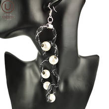 UKEBAY New Long Pearl Earrings For Women Fashion Earrings Drop Jewelry Party Accessories Handmade Jewellery Black Mesh Meterial 2024 - buy cheap