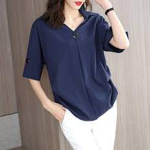 Women Spring Summer Style Chiffon Blouses Shirts lady Casual Half Sleeve Turn-down Collar Chiffon Blusas Tops ZZ0847 2024 - buy cheap