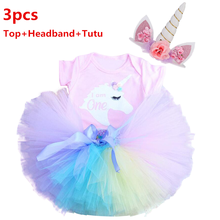 Vestido de tutu infantil de 1 a 12 anos, roupa para meninas recém-nascidas de 1 ano, 3 peças, faixa para cabeça, 0-12 meses, batizado 2024 - compre barato