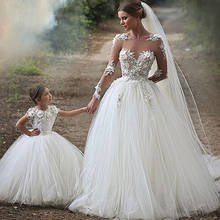 Custom Flower Girl Dresses Lace Applique Tulle Ball Gown Kids Princess Wedding For Girls First Holy Communion Party Dresses 2024 - buy cheap