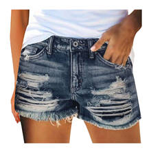 2021 Summer Denim Short Jeans Women Sexy Mid Waist Hole Ripped Shorts Fashion Casual Slim Denim Shorts Lady Hotpants Streetwear 2024 - buy cheap