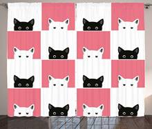 Cortinas xadrez para gatos com design de quadro, para gatinhos e animais de estimação, estilo retrô, mosaico para sala de estar, quarto, janela 2024 - compre barato