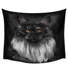 Tapeçaria de decoração de parede do gato preto afinado para decoração, cobertor, cortina, lençol, toalha, janela, móveis 2024 - compre barato