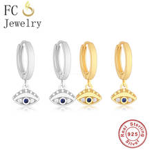 FC Jewelry 925 Silver Unusual Gold Color Circle Turkey Evil Eye Zirconia Pendant Hoop Earring For Women Ear Accessories 2020 NEW 2024 - buy cheap