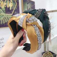 New Crystal wide Headband Vintage Women's Patchwork Shiny Sequin Hair Hoop Cross knot Hairband Hair Accessories Headwear 2024 - buy cheap